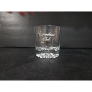 Canadian Club Whisky Glass, Vintage Low Ball Rocks Glass, Barware, Whiskey Glass